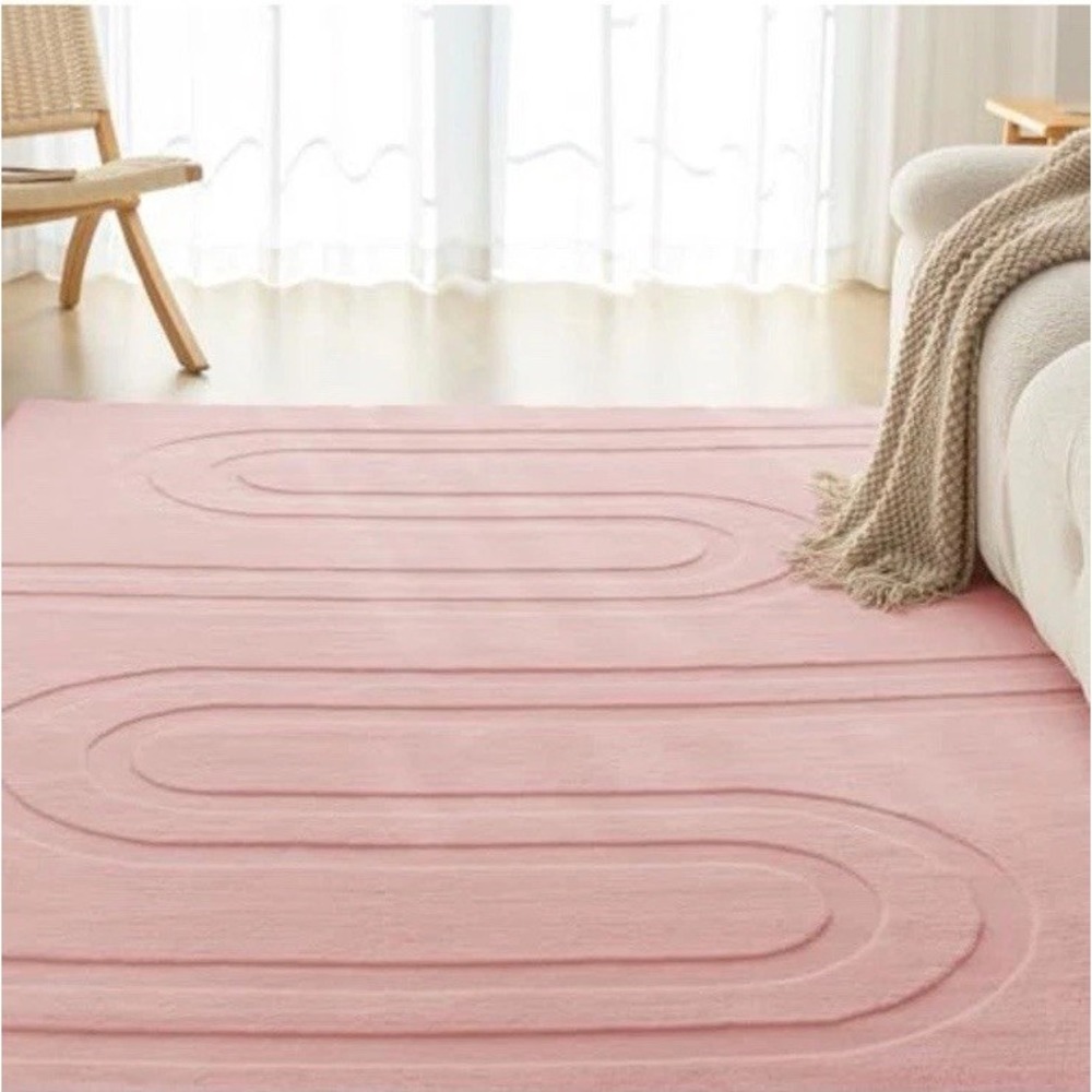 (23)Area Rugs, Soft-Touch Washable Home Decor Carpet Pink 7x5
